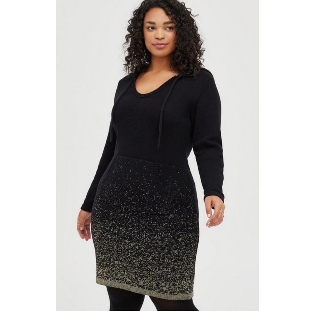 NWT Torrid Hoodie Dress in Black & Gold Ombre Size L